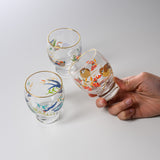 Lucky Flower & Bird Series Sake Cup - Three Colour Options / 吉祥花鳥 酒グラス