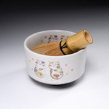 Mino ware Matcha Bowl -  Happiness Cat / 抹茶碗
