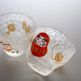 Lucky Cat and Daruma Pair Sake Glass Set / 縁起物ペア盃