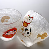 Lucky Cat and Daruma Pair Sake Glass Set / 縁起物ペア盃