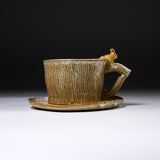 Yamano Usagi Handmade Rabbit Cup and Saucer - Caramel Bunny / 山野うさぎ カップソーサー