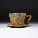 Yamano Usagi Handmade Rabbit Cup and Saucer - Black Bunny / 山野うさぎ カップソーサー