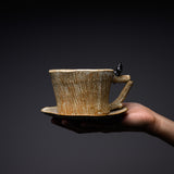 Yamano Usagi Handmade Rabbit Cup and Saucer - Black Bunny / 山野うさぎ カップソーサー