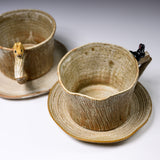 Yamano Usagi Handmade Rabbit Cup and Saucer - Black Bunny / 山野うさぎ カップソーサー