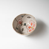 Mino ware Wildflowers Rice Bowl - Pink / 野花のお茶碗