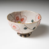 Mino ware Wildflowers Rice Bowl - Pink / 野花のお茶碗