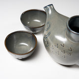 Mino ware Pottery Sake Set - Grey Bowlfish / やまい伊藤 酒器セット