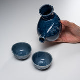 Mino ware Pottery Sake Set - Blue Bowlfish / やまい伊藤 酒器セット