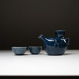 Mino ware Pottery Sake Set - Blue Bowlfish / やまい伊藤 酒器セット