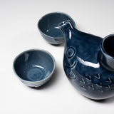 Mino ware Pottery Sake Set - Blue Bowlfish / やまい伊藤 酒器セット