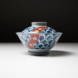 Mino ware Donburi Bowl with Lid - 16 cm - Blue / 染め付け 丼