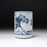 Mino ware Japanese Teacup 280ml - Hokusai Wave / 寿司湯呑み