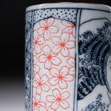 Mino ware Japanese Teacup 280ml - Hokusai Wave / 寿司湯呑み