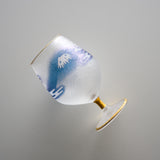 Mt Fuji and Rabbit Goblet Glass / 富士月兎図 みぞれグラス