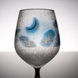 Mt Fuji and Rabbit Goblet Glass / 富士月兎図 みぞれグラス