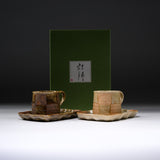 Seto ware MARUKO Mug Cup and Saucer Gift Set - Ichimatsu / 灶師ギフトセット