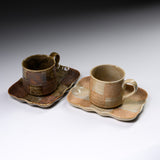 Seto ware MARUKO Mug Cup and Saucer Gift Set - Ichimatsu / 灶師ギフトセット