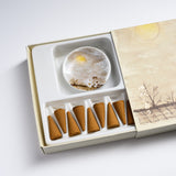 KOUSAIDO Cone Incense with Plate Set - 4 Fragrance Options  / 香彩堂 いやしねこ お香セット