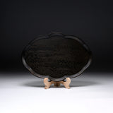 ICHIKAWA - Handmade Premium Oval Shape Tray - Japanese Ash Iron-Dyed Black