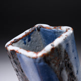 Ouji Kiln Blue Shino Vase with Wooden Box / 王子窯 青志野花入