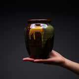 Onta Ware Flowing Glaze Vase - 15 cm / 小鹿田焼 花瓶