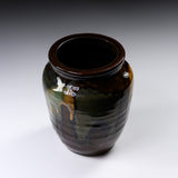 Onta Ware Flowing Glaze Vase - 15 cm / 小鹿田焼 花瓶