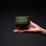 Onta Ware Hakeme Round Tea Cup - Dark Green / 小鹿田焼 湯呑み