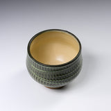Onta Ware Hakeme Round Tea Cup - Dark Green / 小鹿田焼 湯呑み