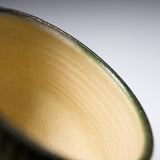 Onta Ware Hakeme Round Tea Cup - Dark Green / 小鹿田焼 湯呑み