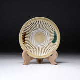 Onta Ware Tobikanna Cream Yellow Plate with Circular Pattern- 16.3 cm - 2 Options / 小鹿田焼 取り皿
