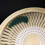 Onta Ware Tobikanna Cream Yellow Plate with Circular Pattern- 16.3 cm - 2 Options / 小鹿田焼 取り皿