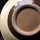 Onta Ware Tobikanna Cream Yellow Plate with Circular Pattern- 16.3 cm - 2 Options / 小鹿田焼 取り皿