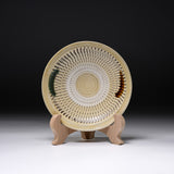 Onta Ware Tobikanna Cream Yellow Plate with Circular Pattern- 16.3 cm - 2 Options / 小鹿田焼 取り皿