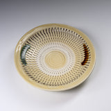 Onta Ware Tobikanna Cream Yellow Plate with Circular Pattern- 16.3 cm - 2 Options / 小鹿田焼 取り皿