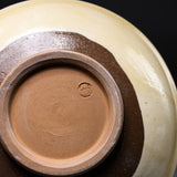 Onta Ware Tobikanna Cream Yellow Plate with Circular Pattern- 16.3 cm - 2 Options / 小鹿田焼 取り皿