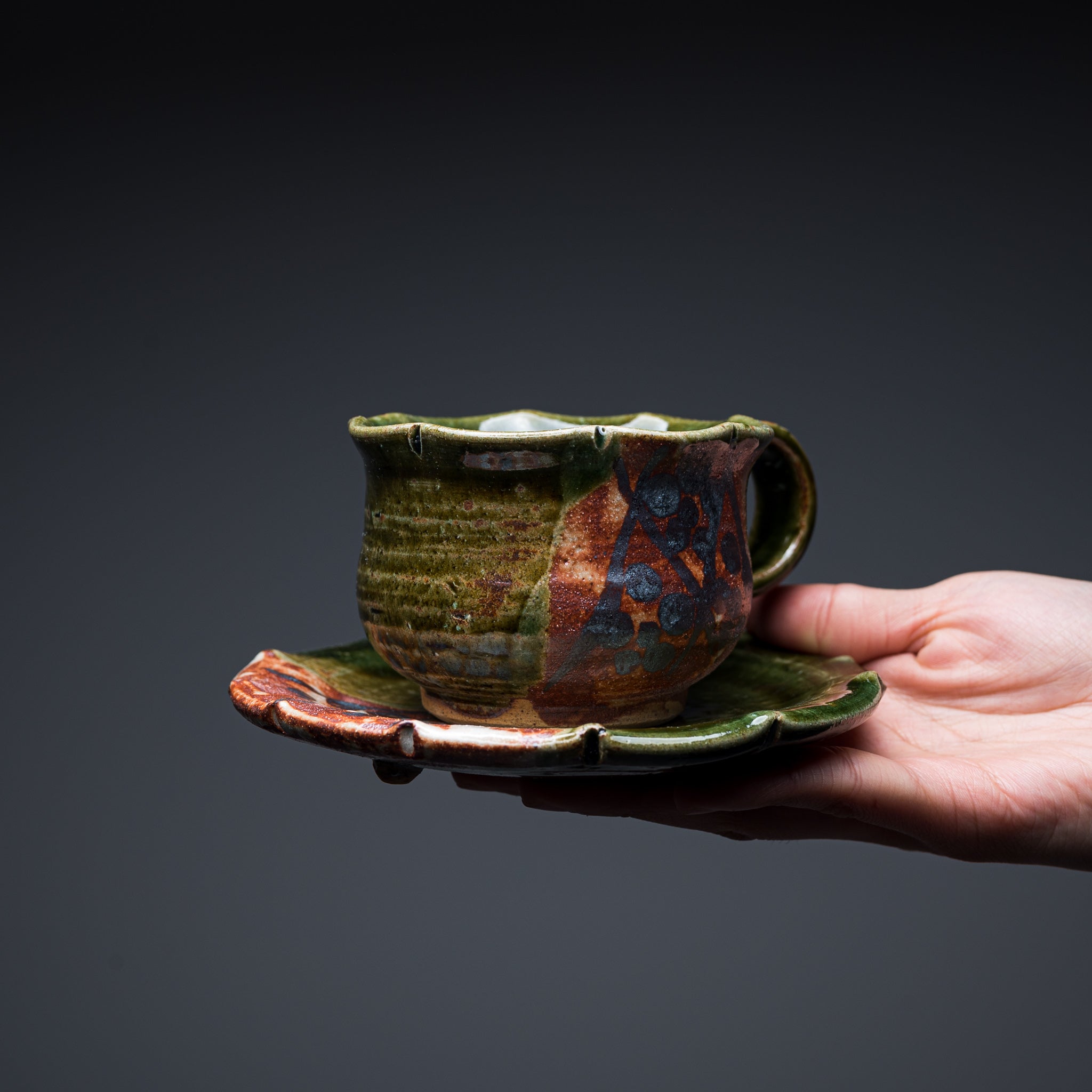 Handmade Tea Cup and Saucer - Oribe