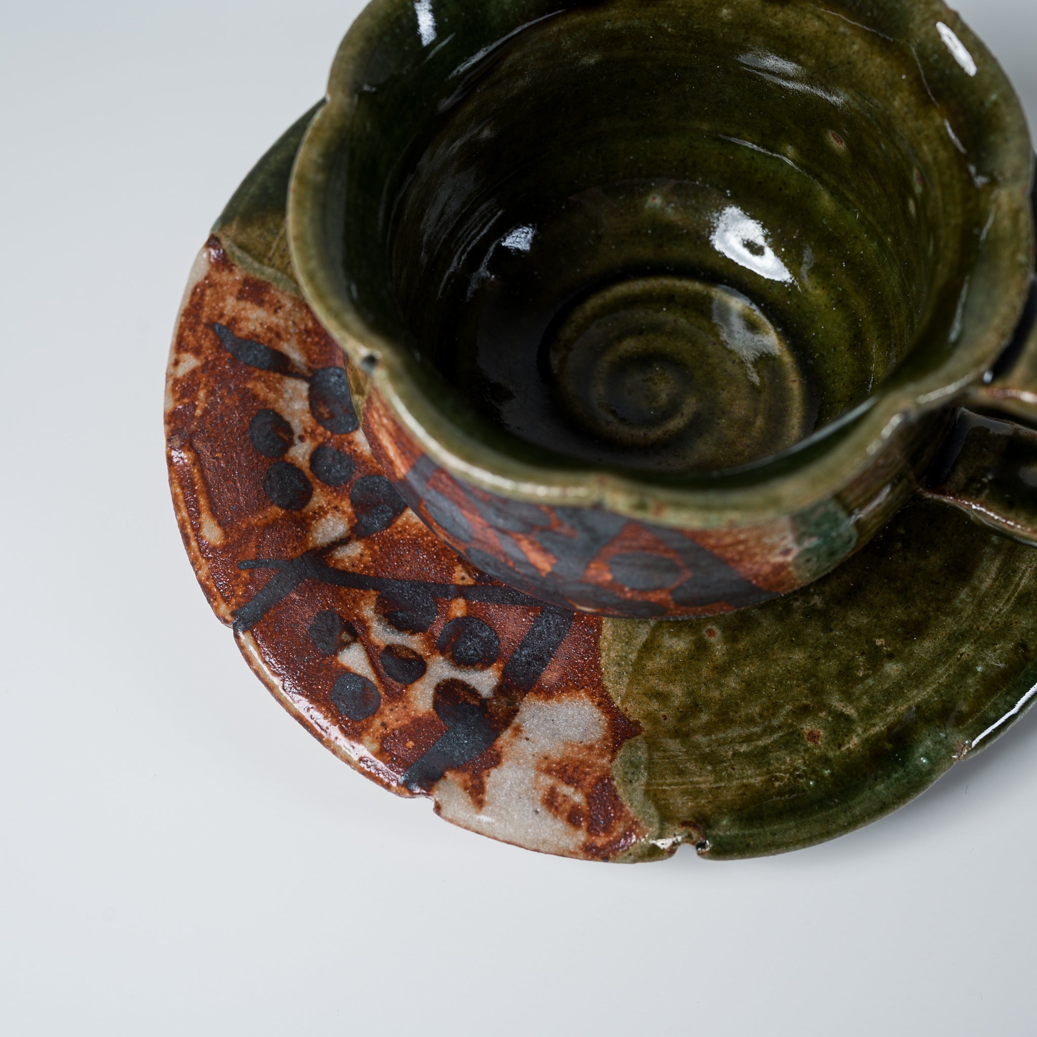 Handmade Tea Cup and Saucer - Oribe