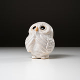 Shigaraki Ware Lucky Owl Ornament - 12 cm - Charming White / 信楽焼