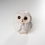 Shigaraki Ware Lucky Owl Ornament - 12 cm - Charming White / 信楽焼