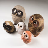 Shigaraki Ware Lucky Owl Ornament - 12 cm - Charming White / 信楽焼