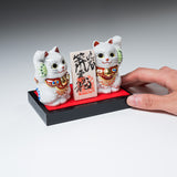 Kutani Ware Animal Ornament - Pair Lucky Cat "Momo"/ 九谷焼 ペア福招き猫