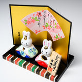 Seto ware Ornament - Auspicious Rabbit Hina / 縁起玩具 ひな祭り