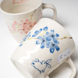 Rabbit and Sakura Pair Mug Cup - Set of 2 / ペアマグカップ