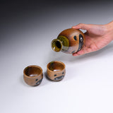 Mino ware Pottery Sake Set - Raccoon - Two Boys / たぬきの酒器セット