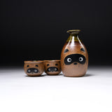 Mino ware Pottery Sake Set - Raccoon - Two Boys / たぬきの酒器セット