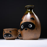 Mino ware Pottery Sake Set - Raccoon - Two Boys / たぬきの酒器セット