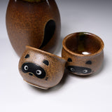 Mino ware Pottery Sake Set - Raccoon - Two Boys / たぬきの酒器セット