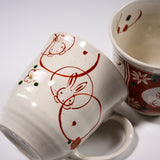 Red Rabbit Pair Mug Cup - Set of 2 / 兎のペアマグカップ