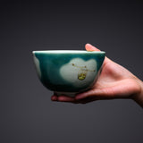 NISHIKAWA Kyo-Kiyomizu Ware Handmade Matcha Bowl - Oribe Camellia / 京焼・清水焼き 抹茶碗