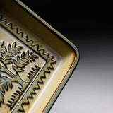 KASHIWA Seto Ware  - Square Plate - Bird / 瀬戸焼 かしわ窯